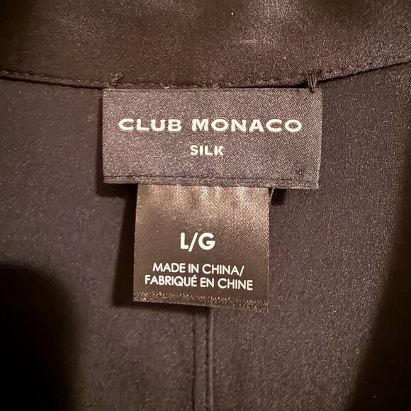 Club Monaco Black Helek Stretch Silk Charmeuse, Large - Picture 5 of 14
